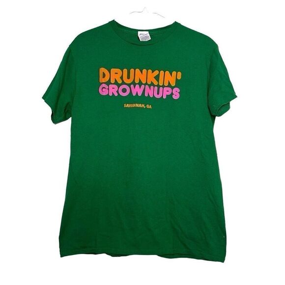 Vintage Delta Pro Weight Dunkin' Grownups Savannah GA T-shirt Green Medium - Picture 3 of 4